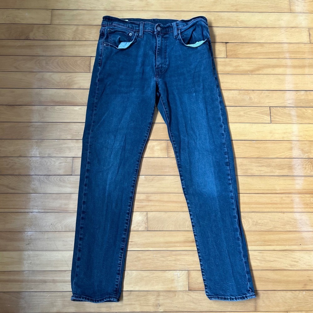 Levis 502 Taper Fit Jeans Mens 32x32 Dark Wash Blue Denim Pants 502-0000